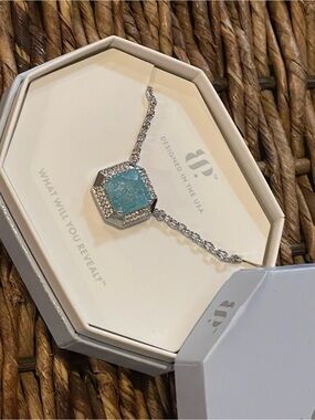 bp - Lost in the Moment - Rhodium  - Blue Topqz Ice Crystal Hexagon Pendant